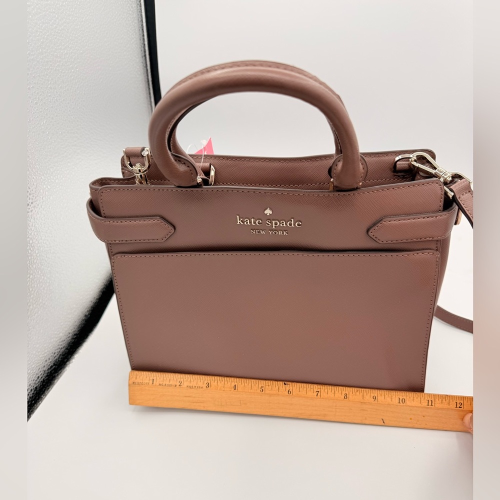 Kate Spade medium satchel Staci Brown Leather Handbag NWT - Picture 8 of 12